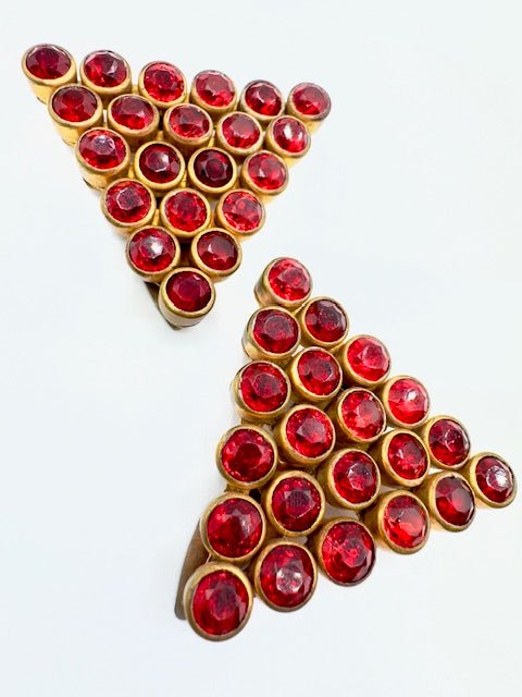 Czech1930's Red Czech Glass Dress Clips - Black Dog Vintage