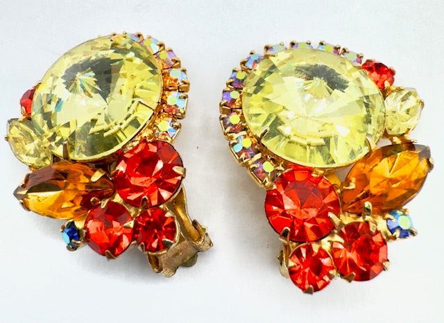 JulianaJuliana Citrine And Orange Rivoli Large Brooch and Earring Set - Black Dog Vintage