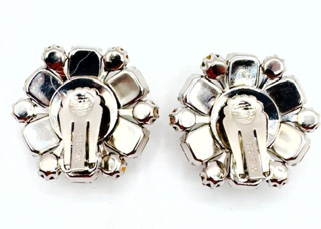 WeissVintage 1960’s Weiss Clip On Clear Rhinestone Huggie Earrings - Black Dog Vintage